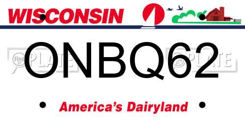 ONBQ62 Wisconsin License Plate
