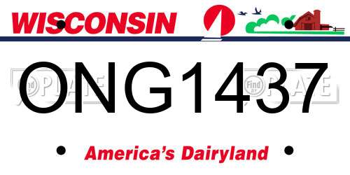 ONG1437 Wisconsin License Plate