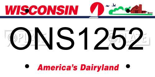 ONS1252 Wisconsin License Plate