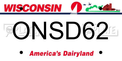 ONSD62 Wisconsin License Plate