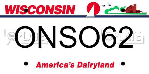 ONSO62 Wisconsin License Plate