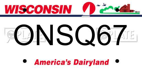 ONSQ67 Wisconsin License Plate