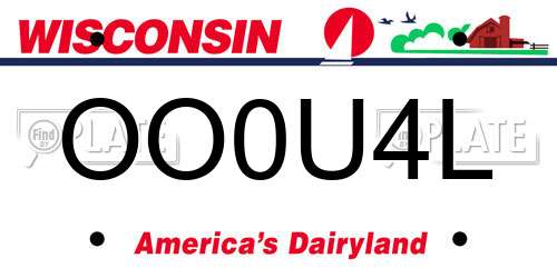 OO0U4L Wisconsin License Plate