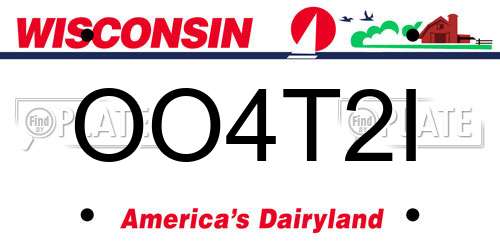 OO4T2I Wisconsin License Plate