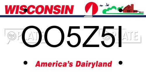 OO5Z5I Wisconsin License Plate