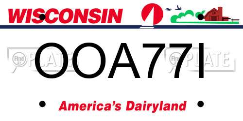 OOA77I Wisconsin License Plate