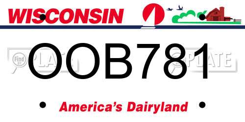 OOB781 Wisconsin License Plate