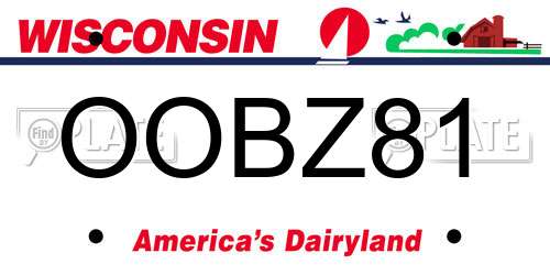 OOBZ81 Wisconsin License Plate