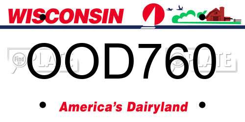 OOD760 Wisconsin License Plate
