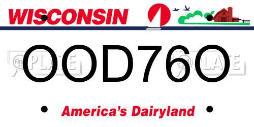 OOD76O Wisconsin License Plate