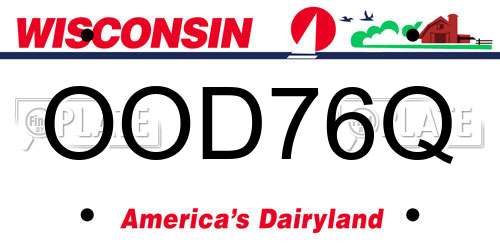 OOD76Q Wisconsin License Plate