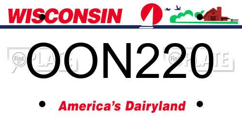 OON220 Wisconsin License Plate