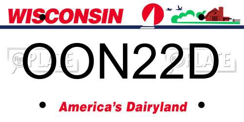 OON22D Wisconsin License Plate