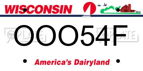 OOO54F Wisconsin License Plate
