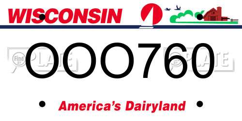 OOO760 Wisconsin License Plate