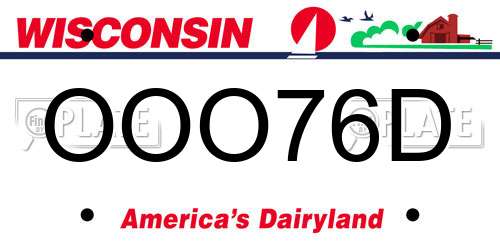 OOO76D Wisconsin License Plate