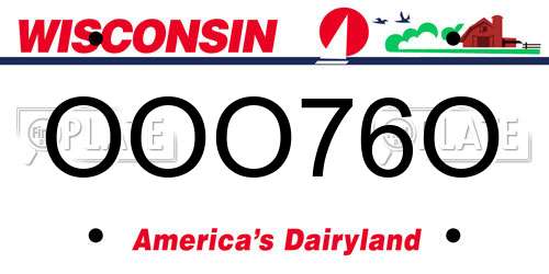 OOO76O Wisconsin License Plate