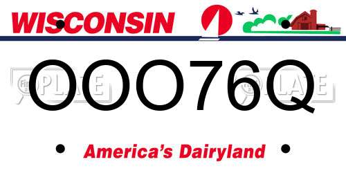 OOO76Q Wisconsin License Plate
