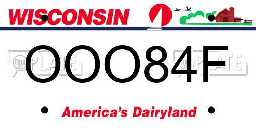 OOO84F Wisconsin License Plate