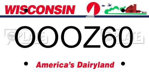 OOOZ60 Wisconsin License Plate
