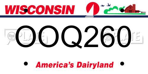 OOQ260 Wisconsin License Plate