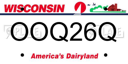 OOQ26Q Wisconsin License Plate