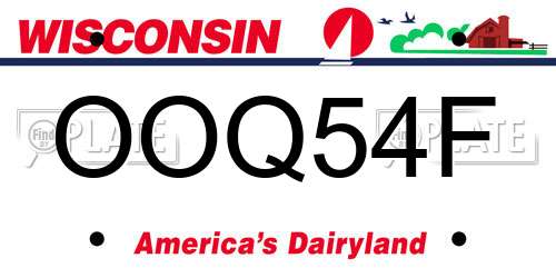 OOQ54F Wisconsin License Plate