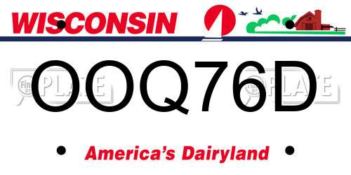 OOQ76D Wisconsin License Plate