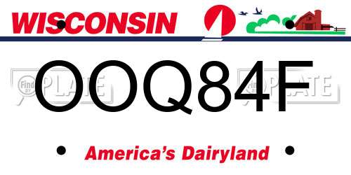 OOQ84F Wisconsin License Plate