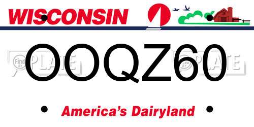 OOQZ60 Wisconsin License Plate