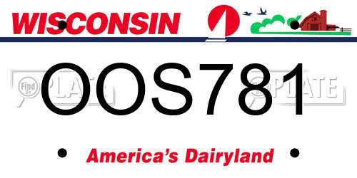 OOS781 Wisconsin License Plate
