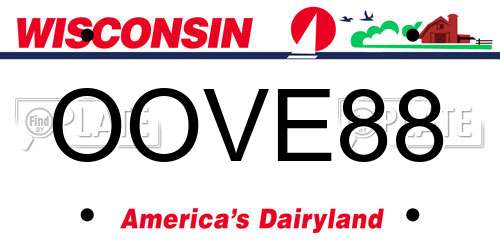 OOVE88 Wisconsin License Plate