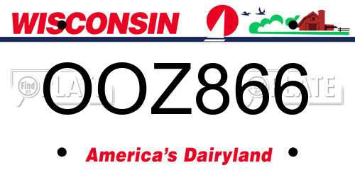 OOZ866 Wisconsin License Plate