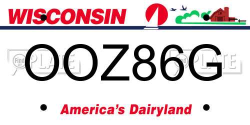 OOZ86G Wisconsin License Plate
