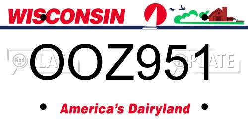 OOZ951 Wisconsin License Plate