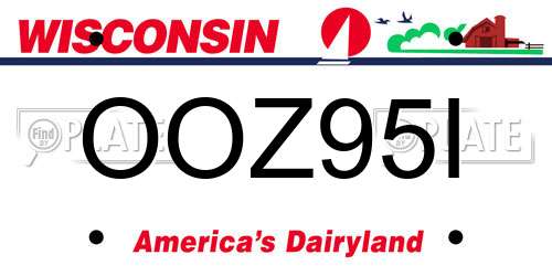 OOZ95I Wisconsin License Plate