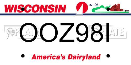 OOZ98I Wisconsin License Plate