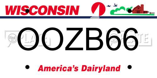 OOZB66 Wisconsin License Plate