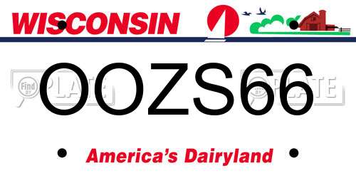 OOZS66 Wisconsin License Plate