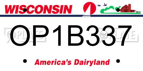 OP1B337 Wisconsin License Plate