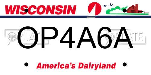 OP4A6A Wisconsin License Plate