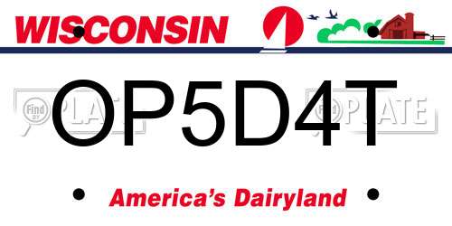 OP5D4T Wisconsin License Plate