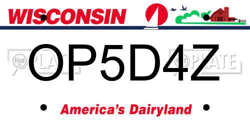 OP5D4Z Wisconsin License Plate