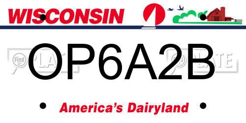 OP6A2B Wisconsin License Plate