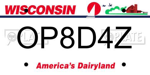 OP8D4Z Wisconsin License Plate