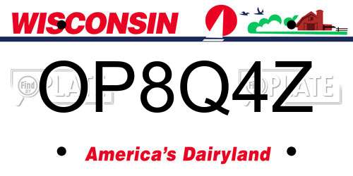 OP8Q4Z Wisconsin License Plate