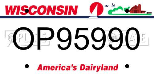 OP95990 Wisconsin License Plate