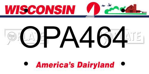 OPA464 Wisconsin License Plate