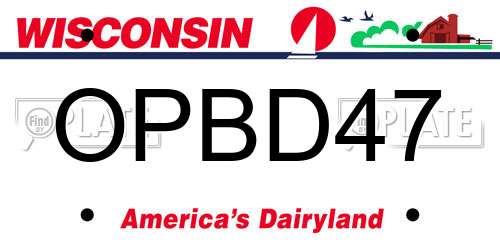 OPBD47 Wisconsin License Plate