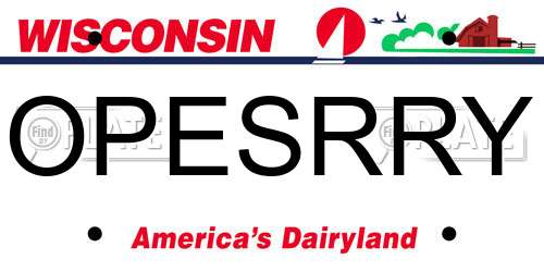 OPESRRY Wisconsin License Plate